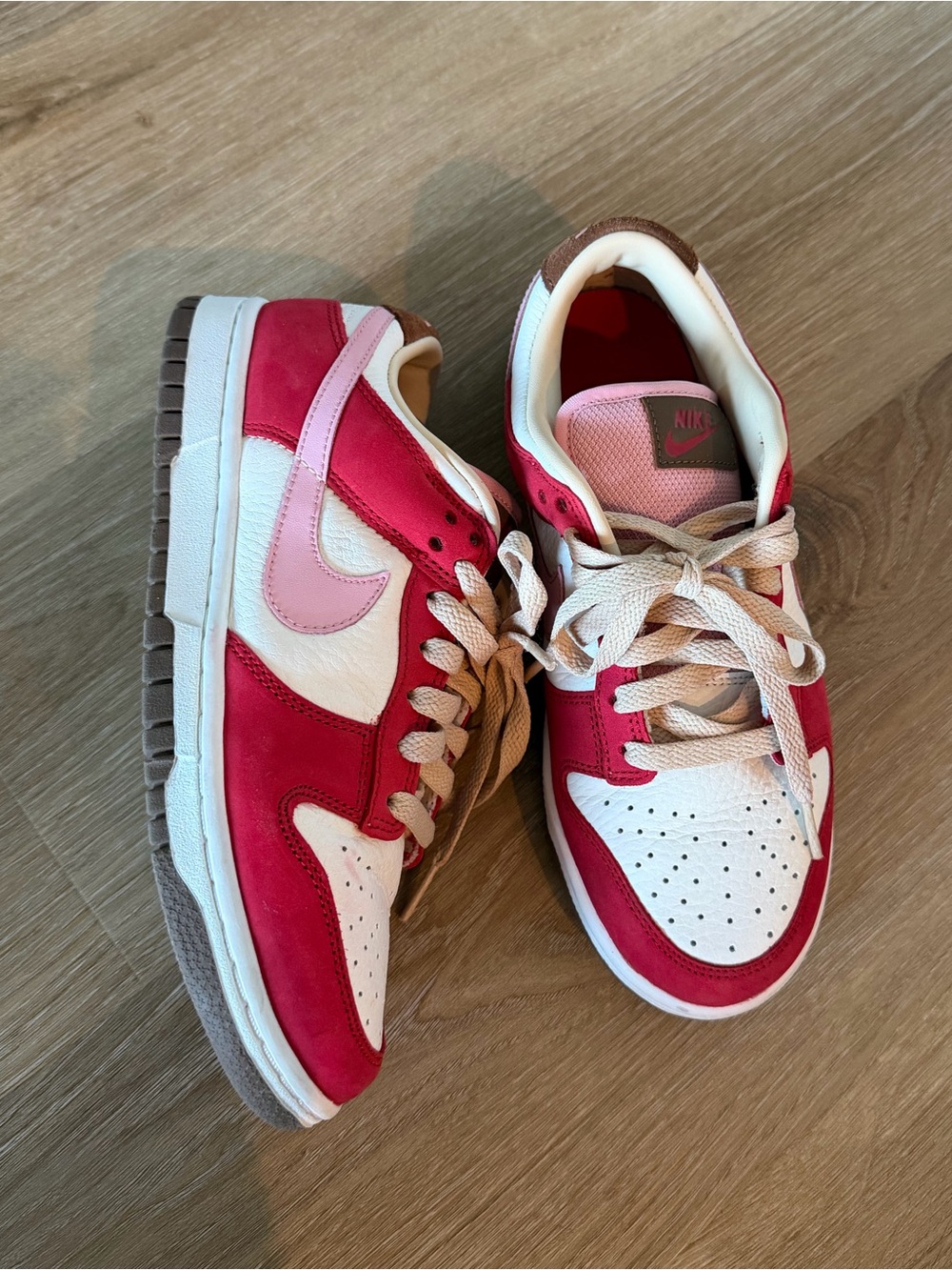 Nike Dunk Low Red, Pink & White Leather Sneakers - Picture 3 of 6